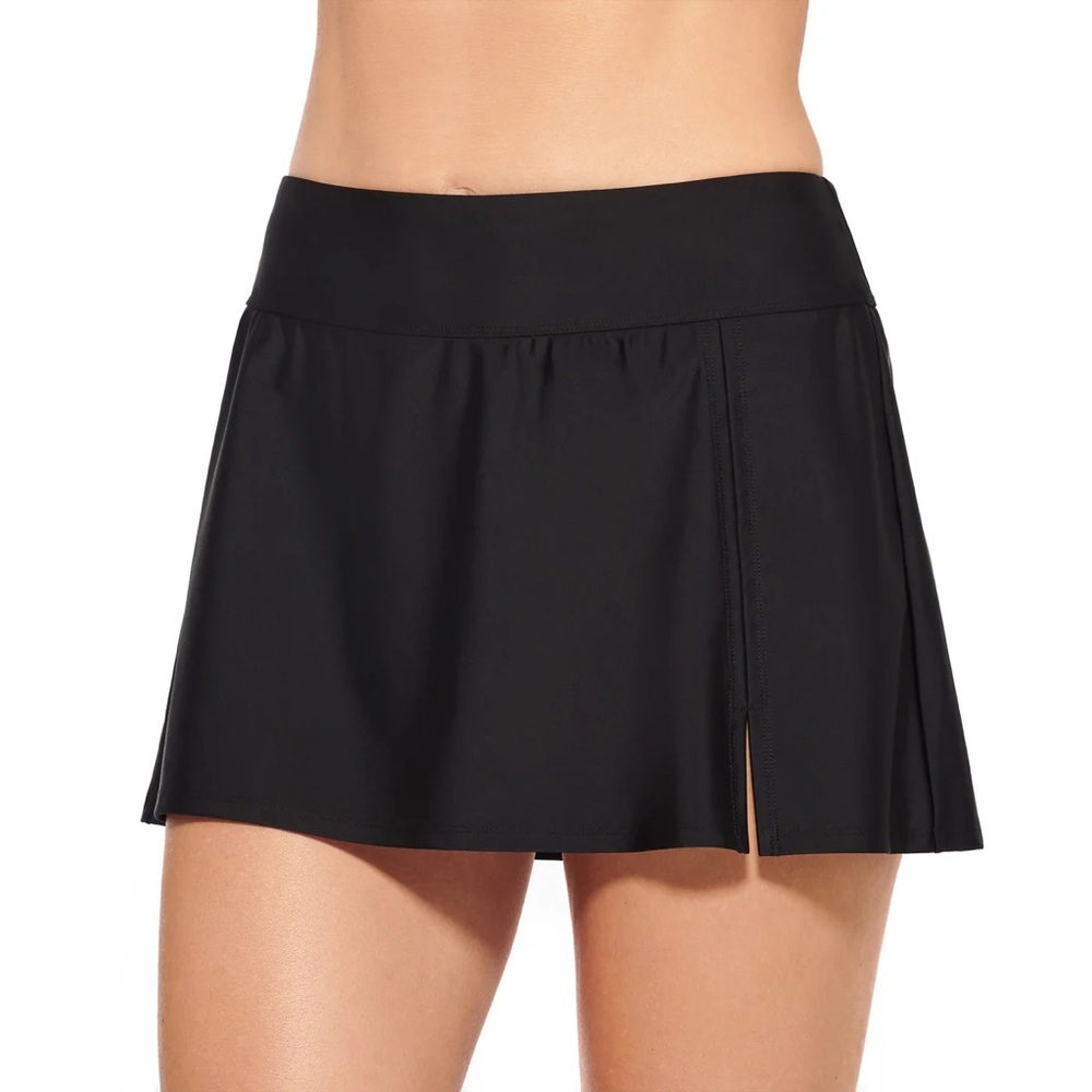Christina Swimwear High Waist Swim Skirt Solid Black Skort Skirt Short Bottoms